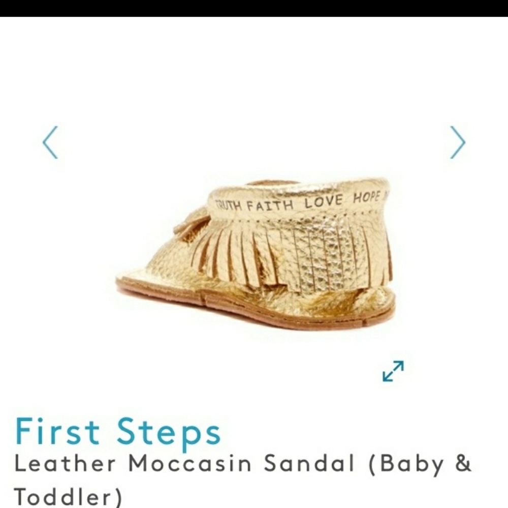 NWT First Steps Gold Leather Moccasins, size 2 - Picture 5 of 8
